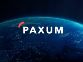 Logotipo do Paxum sobre uma imagem do planeta Terra vista do espaço, destacando a presença global da plataforma de pagamentos digitais.