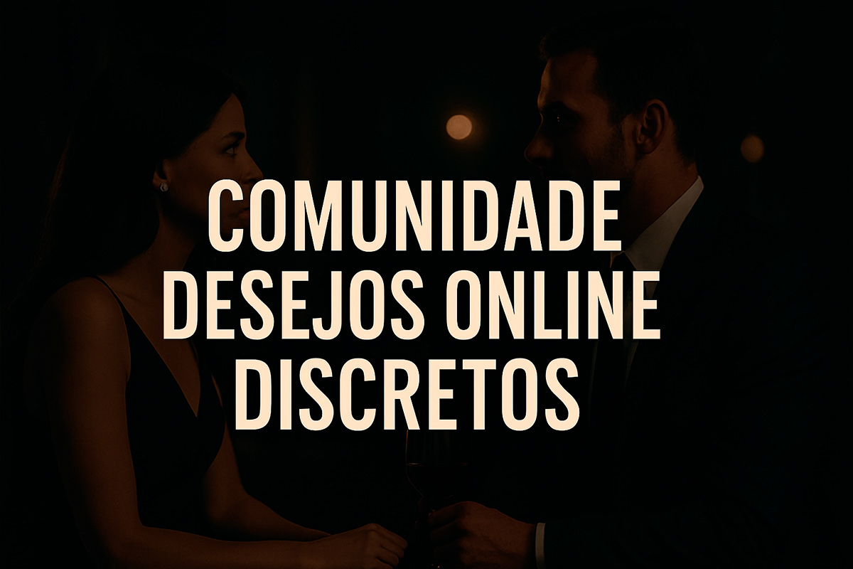 Homem e mulher conversando em ambiente escuro e elegante, sugerindo conexão entre adultos com interesses em comum, com descrição.