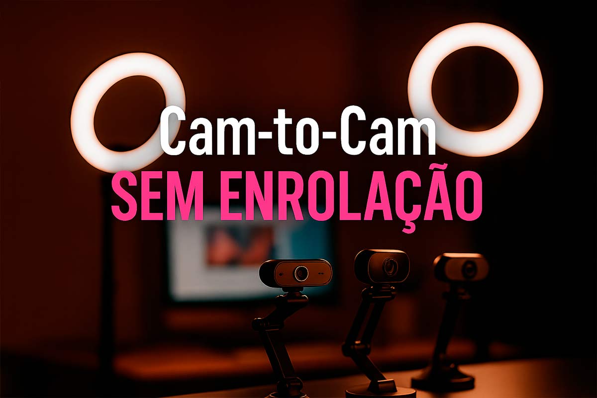 Capa digital representando o universo cam-to-cam em 2025, com estúdios modernos, webcams conectadas e atmosfera adulta elegante.