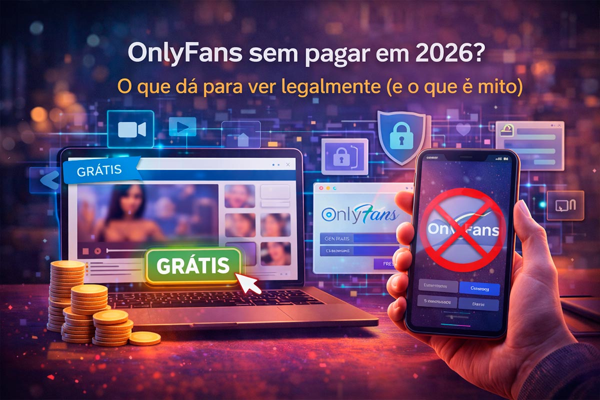 Ilustração mostrando acesso a conteúdo gratuito no OnlyFans em 2026 de forma legal e informativa